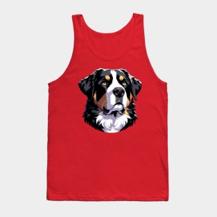 Stunning and Cool Greater Swiss Mountain Dog Monochrome and Gold Portrait for Father's Day Tank Top